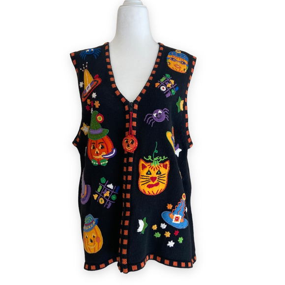 Tiara International Sweaters Vintage Halloween Sweater Vest Tiara